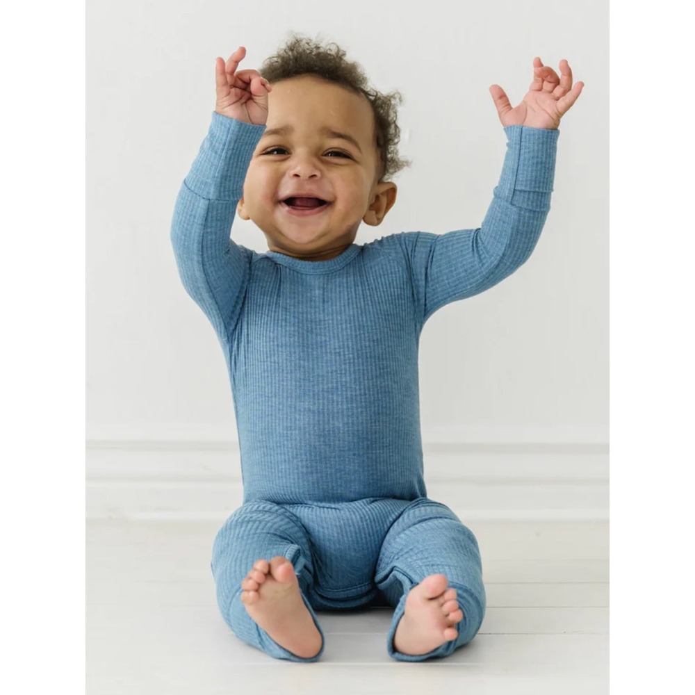 Little Sleepies Bamboo Ribbed Zippy Pajamas Cozy Minimal Everyday Size 12-18M